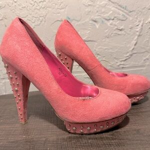 Women’s - Jomar Pink Suede w Studded Heels - 8.5